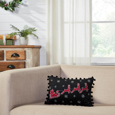 Annie Black Check Santa Sleigh Pillow 9.5x14 - The Fox Decor
